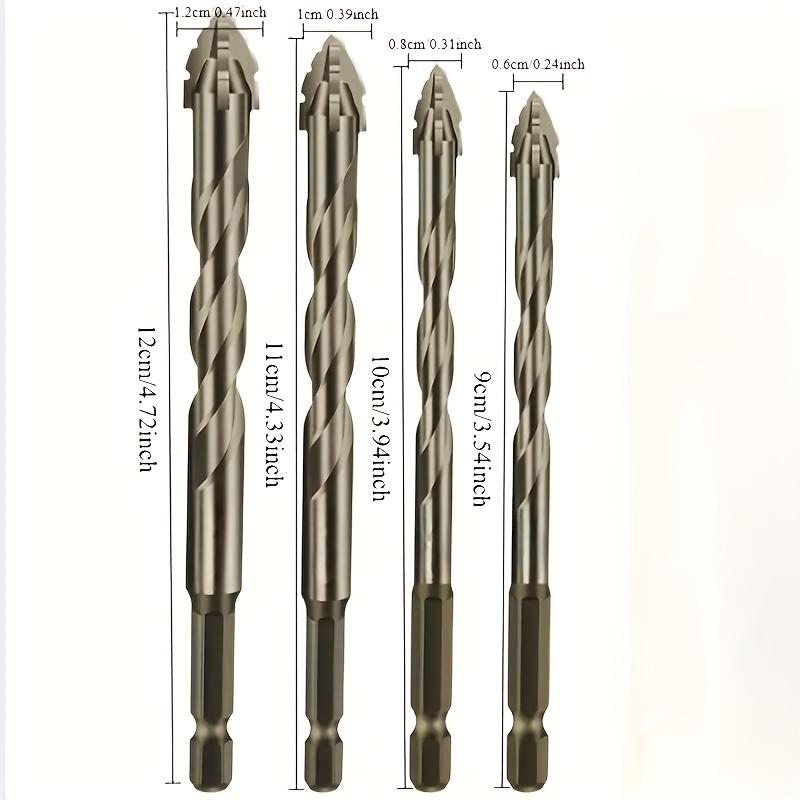 7pcs Drill Bit Suitable for Ceramic Glass Marble Concrete & Steel HeavyDuty Tipped Drill Bits with Hex Shank FourToothed for Dry Drilling Compatible