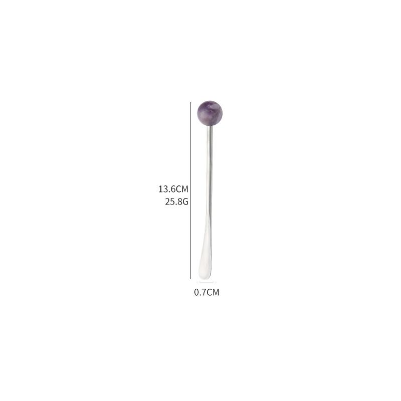 Creative Natural Stone304Stainless Steel High-Quality Spoon Round Ball Coffee Stirring Spoon Afternoon Tea Beverage Stirring Sti