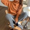 Korean Style Cashmere Sweater Turtleneck Women's Jumper Autumn Winter Buttons Loose Pullover Long Sleeve Knitwear