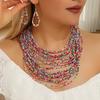 Women Beaded Glass Jewelry Set Multilayer Circular Design For Office Use Casual