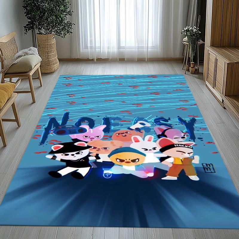 HD Stray Kids Kpop Star Living Room Non-Slip Area Rug Soft Carpet for Bedroom Kids Playroom Sofa,Home Decor Doormat Gift