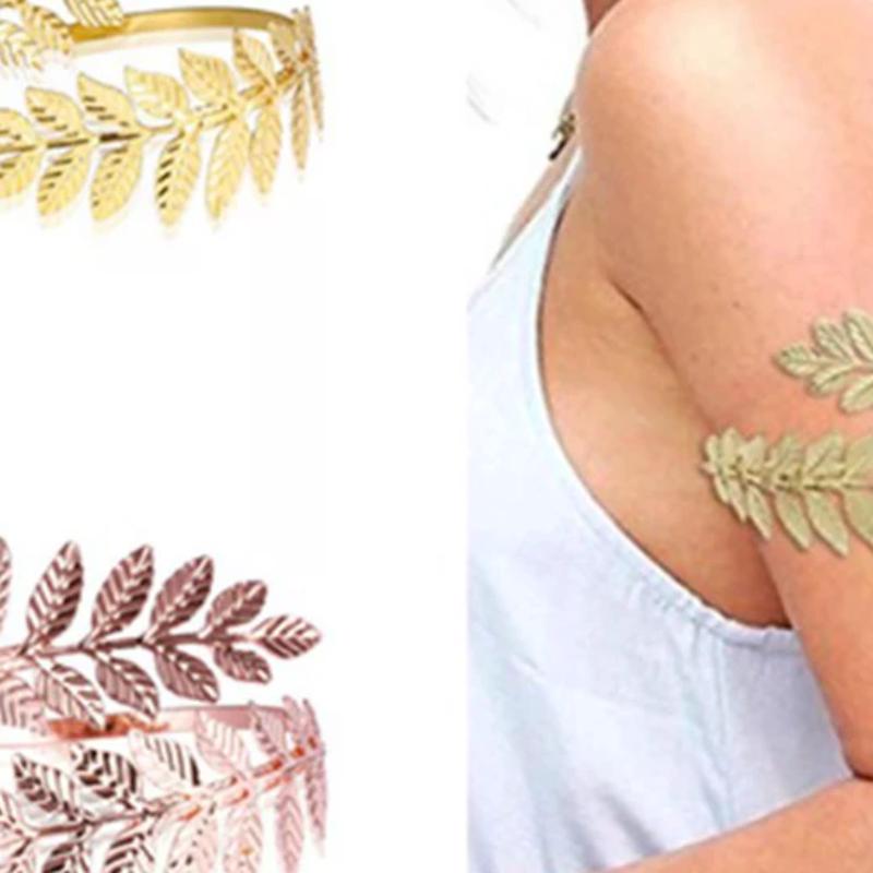 Metal Greek Roman Laurel Leaf Bracelet Armband Upper Arm Cuff Armlet