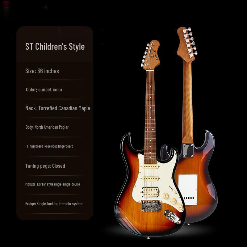 Entry-Level Rock Electric Guitar with Solid Wood & Carbonized Neck