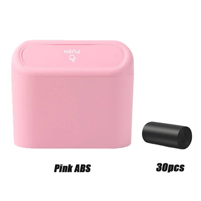 Hanging Car Trash Can with Lid Mini Tray Dustbin Garbage Box Trash Car Interior Storage Case Trash Bin Push Can Car Accessories
