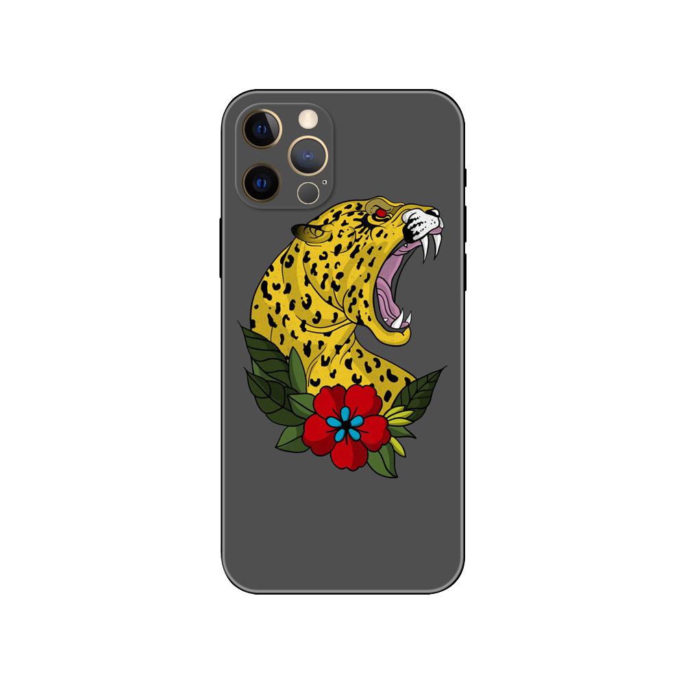 Tiger Leopard Print Panther Phone Case for Iphone 5s 2020se 6 6s 7 8 Plus X 10 XR XS 11 12 13 Mini Pro MAX Black Tpu Back Cover