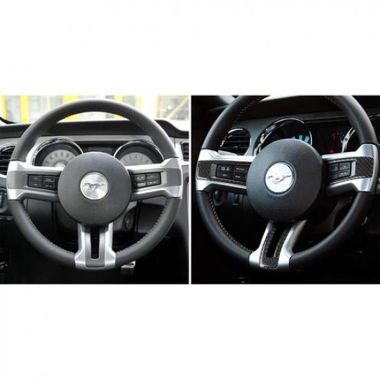 New Carbon Fiber Steering Wheel Panel Decor Trim Cover For Ford Mustang 2009-13