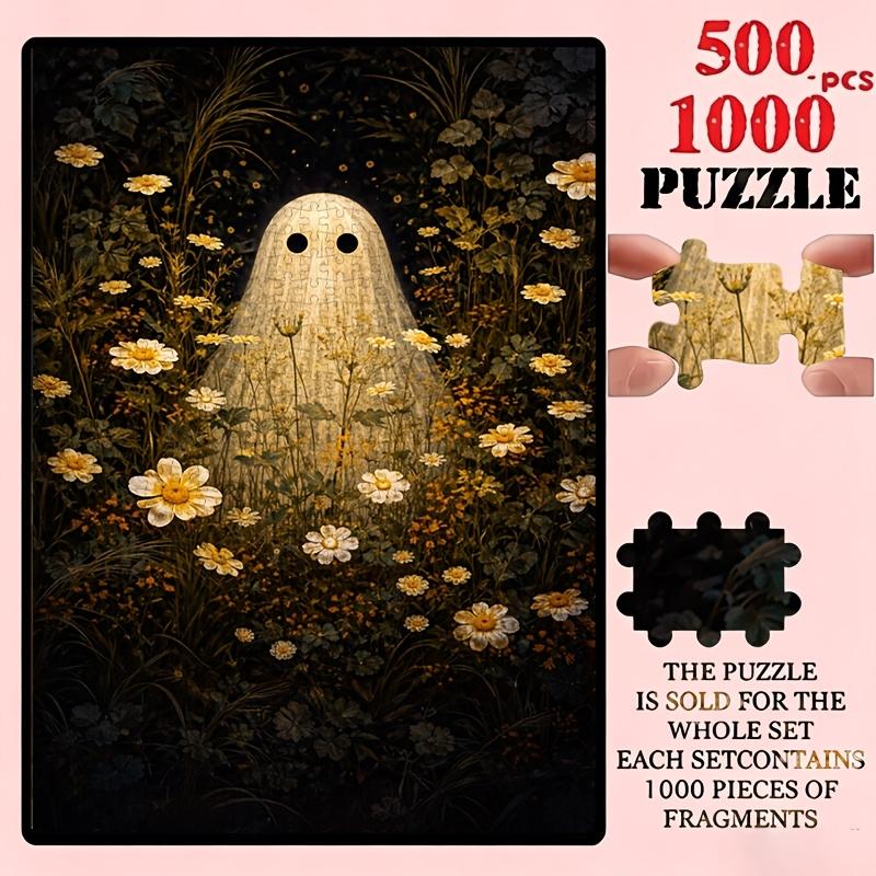 500/1000pcs Jigsaw Puzzle Suitable for & Families - Golden Flowers in Twilight Challenge, Rectangular Brain with Pieces, Portable Box for Decor, Chris