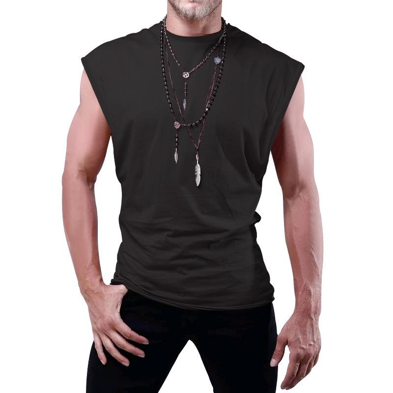 Summer Loose Solid Color Sleeveless Vest Youth Men's T-shirts
