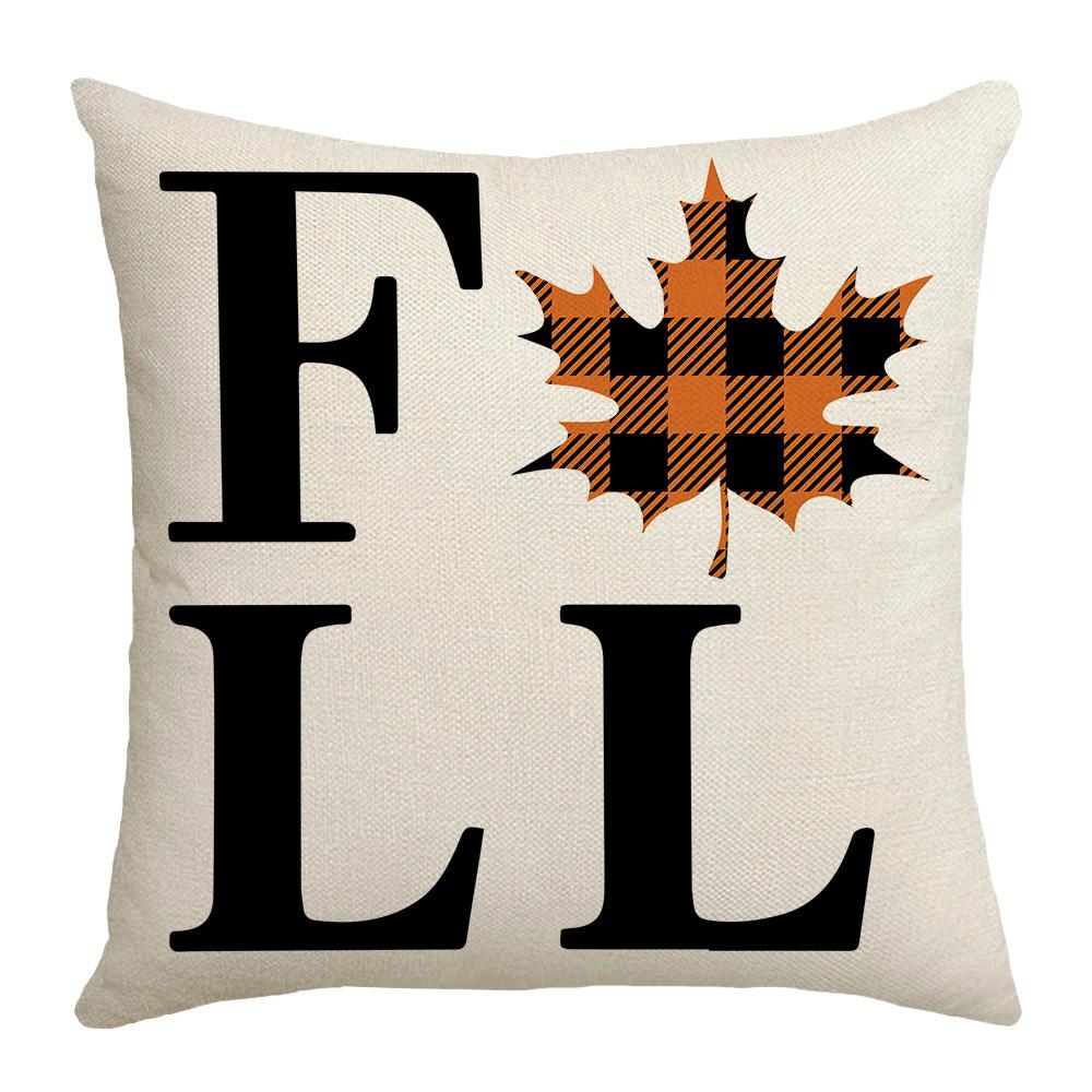 

New Autumn Maple Leaf Letter Pillow Cushion Sofa Bedside Bedroom Living Room Linen Pillow Cover 45 * 45Cm (without core)