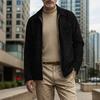 Men Coat Lapel Long Sleeve Solid Color Suede Jacket with Double-Ended Zipper