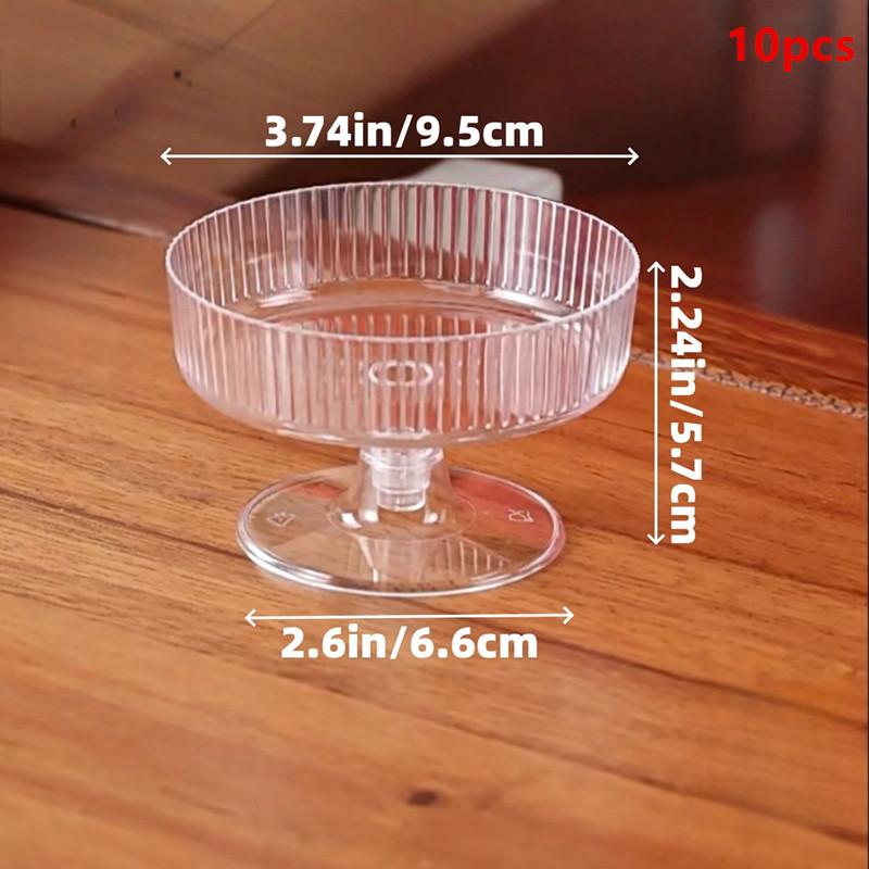 10Pcs Disposable Clear Plastic Martini Glasses Lightweight Dessert Cups Toasting Flutes for Wedding Backyard Party S