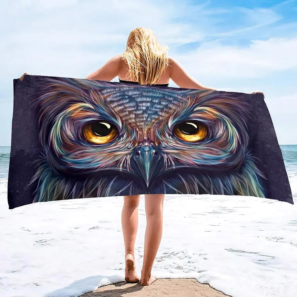 Owl Beach Towels Funny Cool Camo Owl Soft Pool Towel Quick Dry and Sandproof Beach Towel for Bathroom Yoga Gym Decorative Towels