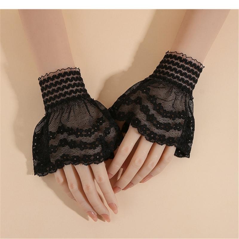 3D Lace Design Detachable Arm Sleeve Fingerless Hand Sleeve for Stylish Outfits Cosplay Event Daily Fashion Wear Comfort