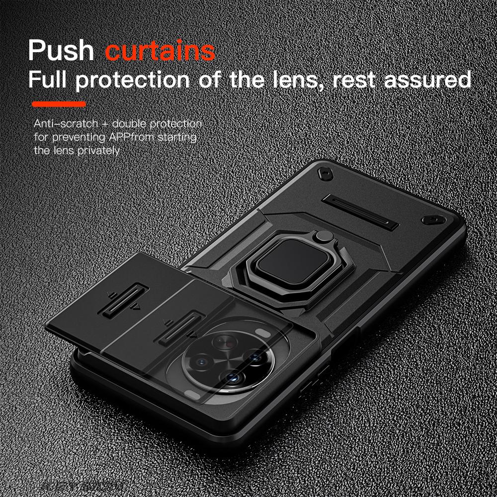 KEYSION Shockproof Case for Huawei nova 14 14 Pro Slide Camera Protection Metal Ring Stand Phone Back Cover for Huawei nova14Pro
