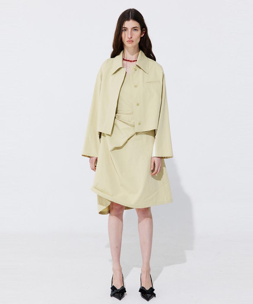 WNDERKAMMER Shirring Back Line Layered Dress_Olive