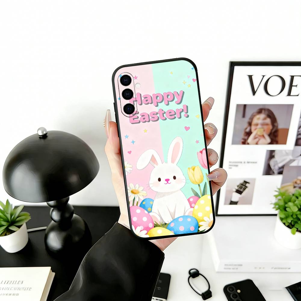 Easter Pattern Phone Case For Samsung Galaxy A73,A72,A71,A70,A53,A52,A51,Others Soft Black Cover