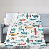 Cartoon-Flugzeug-Konzept digital bedruckte Polyester Schlafzimmer Samt Flanell Decke Vlies weiche Sofa-Abdeckdecken für Betten