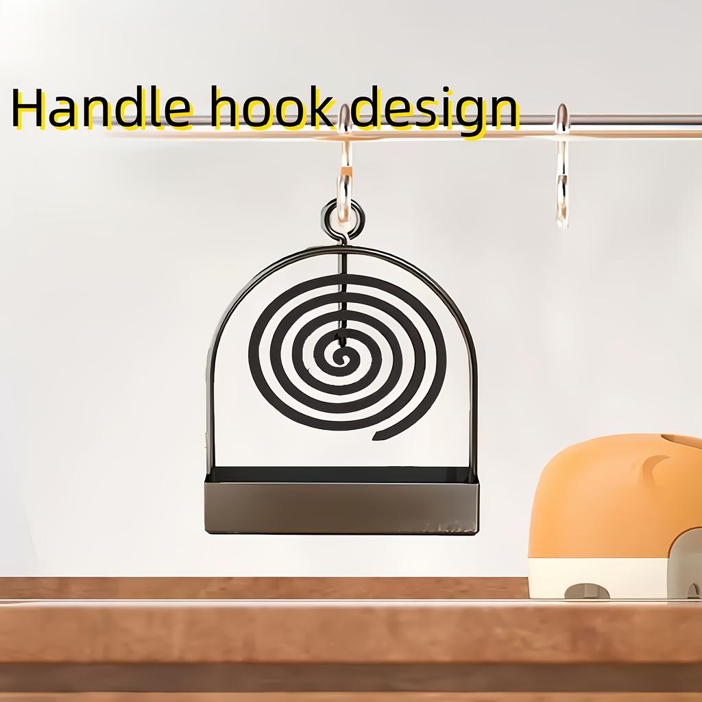 Portable Iron Blowcoil Holder with Handle Fireproof Material Incense Holder For Mosquito & Sandalwood Incense Indoor/Outdoor Use