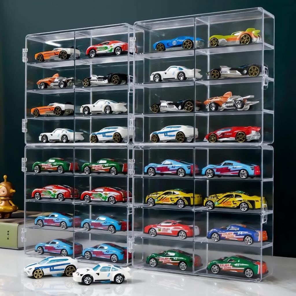Tomica Clear Scale Miniature Car 16 Cars Squares X Case, Case, 1/64 Storage, Collection, (8 2) [Used]