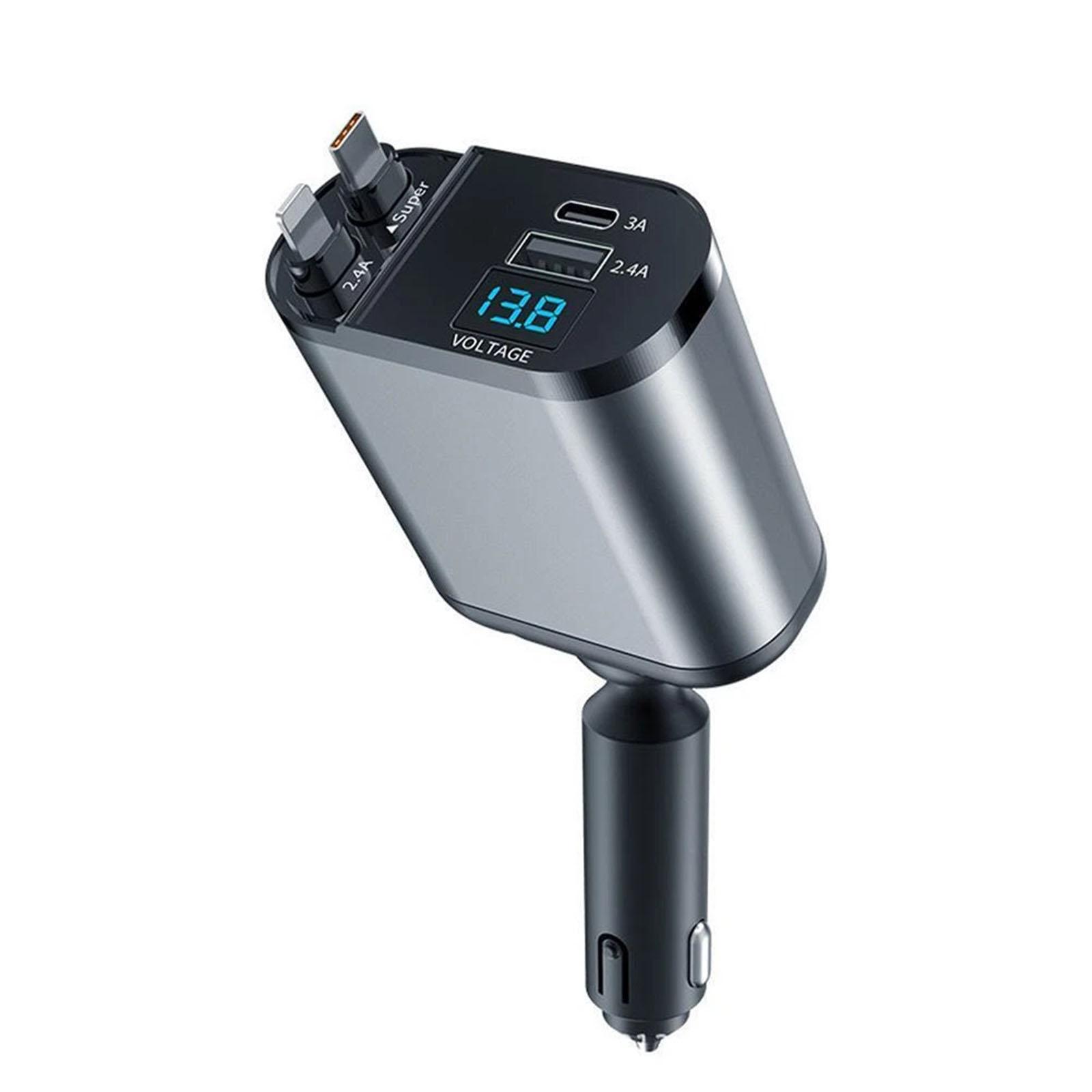 

Retractable Cable Car Charger 120W Lighter Fast Charging Flash Charging Retractable Cable Four-in-one One Size