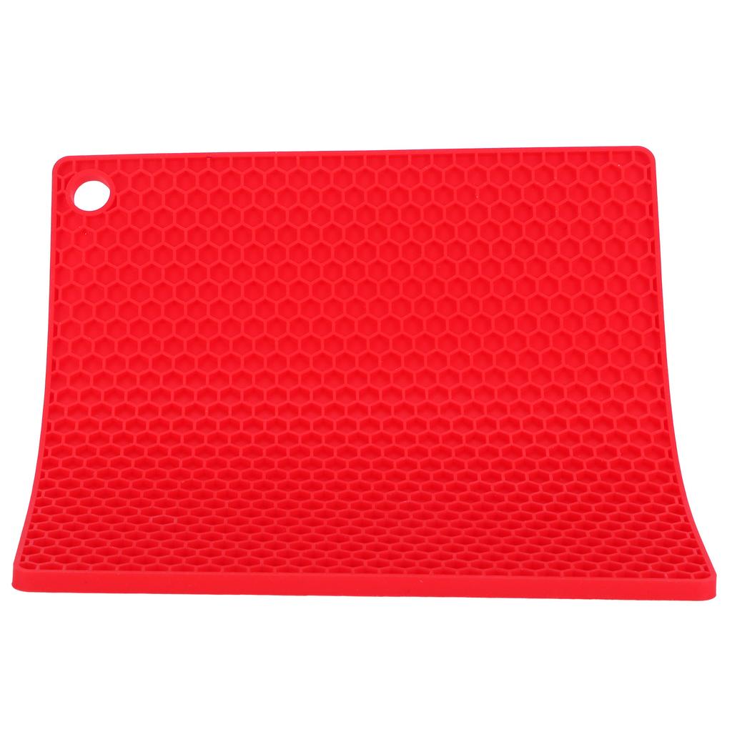 Insulation Pad Food Grade Silicone Pad AntiScalding Thickened Microwave Oven Mat for Kitchen Use(Red )
