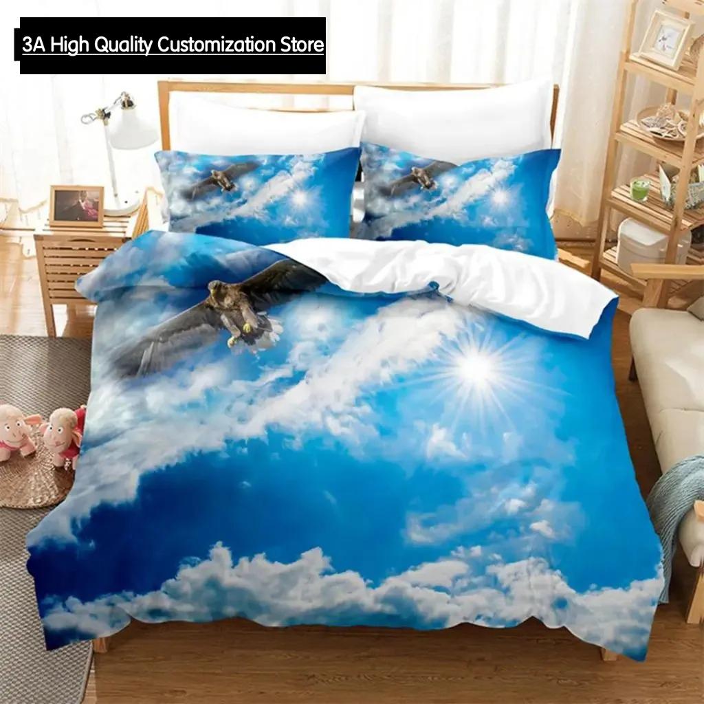 Comforter Blue Sky Eagle Queen Bedding Set Bedding Digital Printing King Size Bedding Set