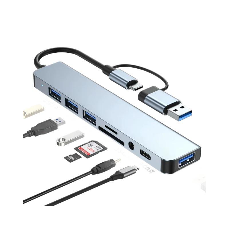 Type-C 4-in-1 Dual HDMI Screen Mirroring & Extended Display HD Expansion Dock with USB 3.0 Hub Converter