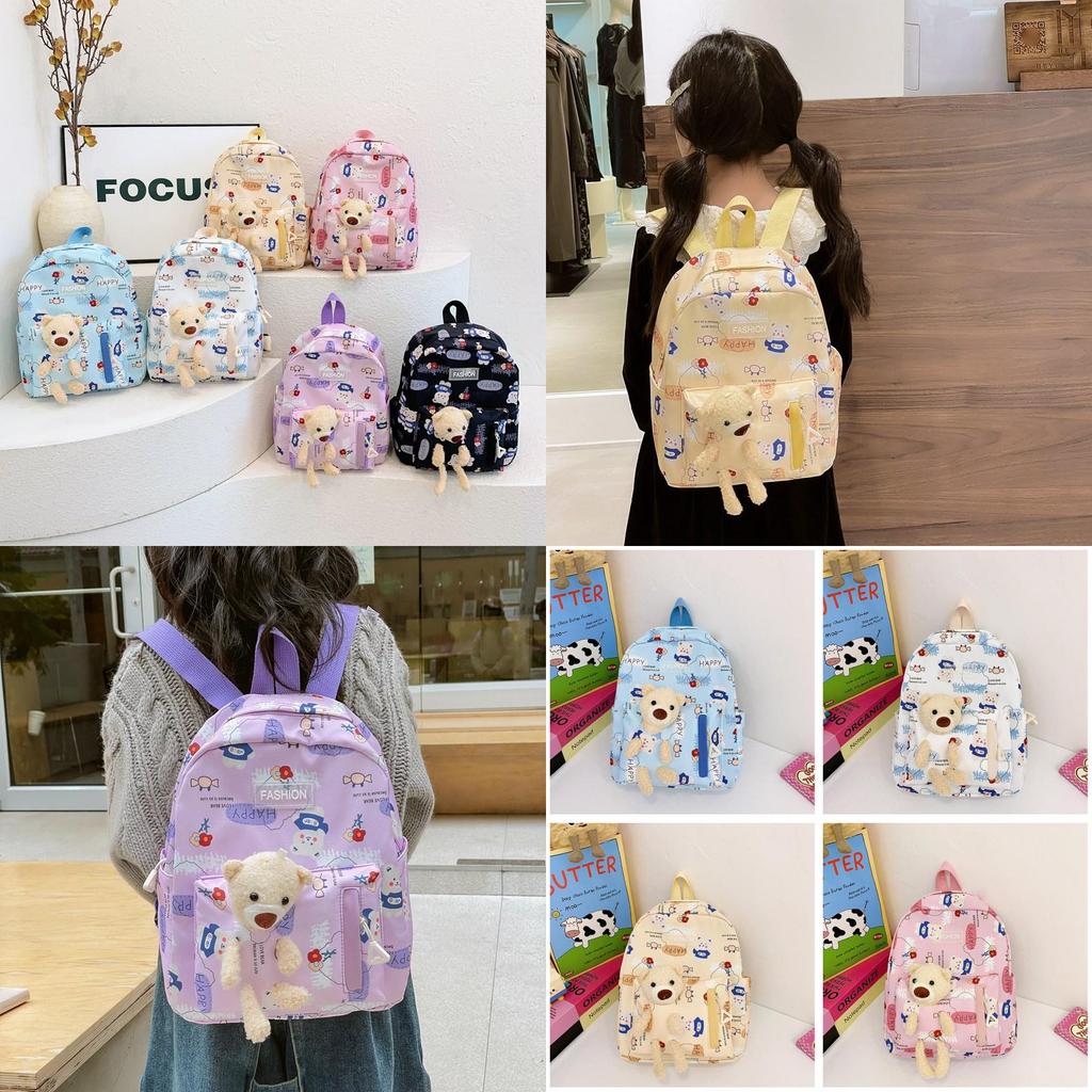 Adorable Cartoon Bear Backpack For Kids Stylish Kindergarten Book Bag In Blue And Pink