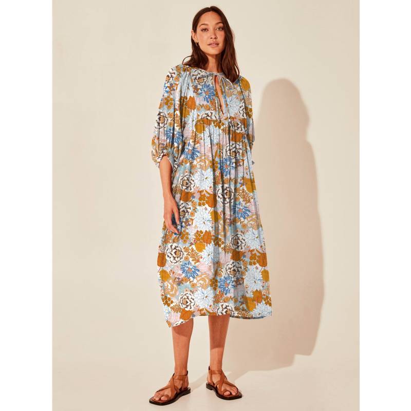 Vestido de Verano Floral con Corte Holgado y Cinturón de Lazo para Mujeres Casual