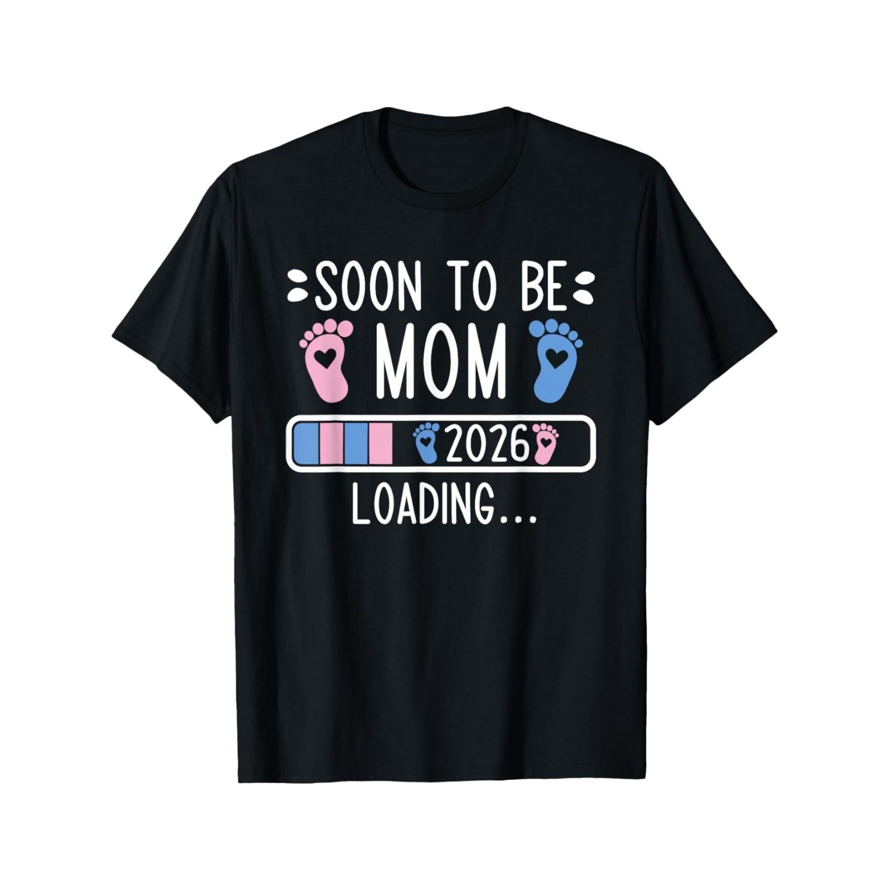 Soon To Be Mom 2026 Loading Graphic TShirt Breathable Casual Short Sleeve Tee - Men s Summer Cotton Graphic Tee S