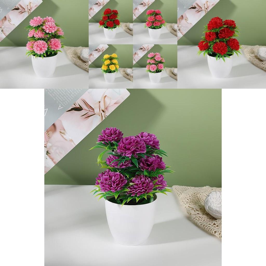 Künstlicher Blumentopf mit 12 Ballchrysanthemen zur Heimdekoration und als Geschenk