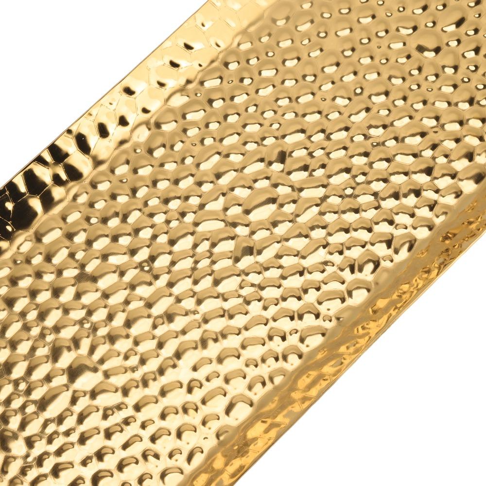 Stainless Steel Stainless Steel Tray 9.8 X 4.3 X 0.6 Inch Hammered Texture Metal Tray Multi-purpose Silver and Golden