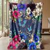 Vibrant Floral and Butterfly Design Theme blanket Lightweight Warm Flannel Blanket Decorative Throw Blanket for Home Decoration