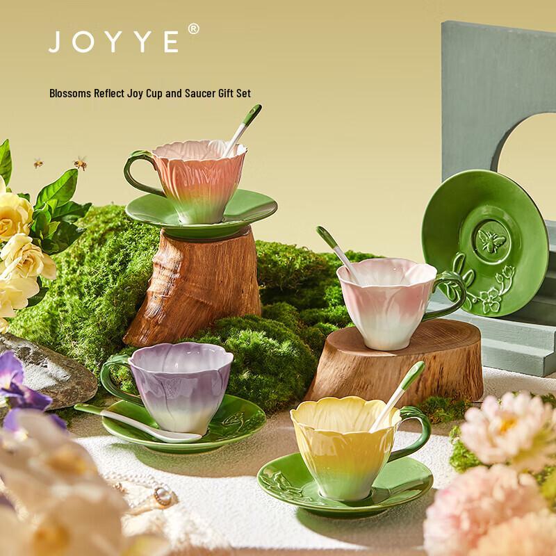 JOYYE Ceramic Mug Gift Set with Spoon & Coaster