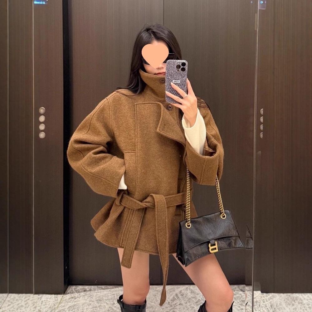 Hepburn Textured Woolen Stand Collar Coat - Petite Size, 2025 Autumn/Winter Collection