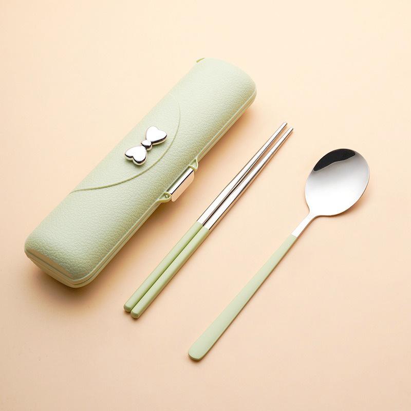 304 Stainless Steel 3-Piece Cutlery Set: Fork, Spoon, Chopsticks – Portable for Camping, Travel, or Student Use.