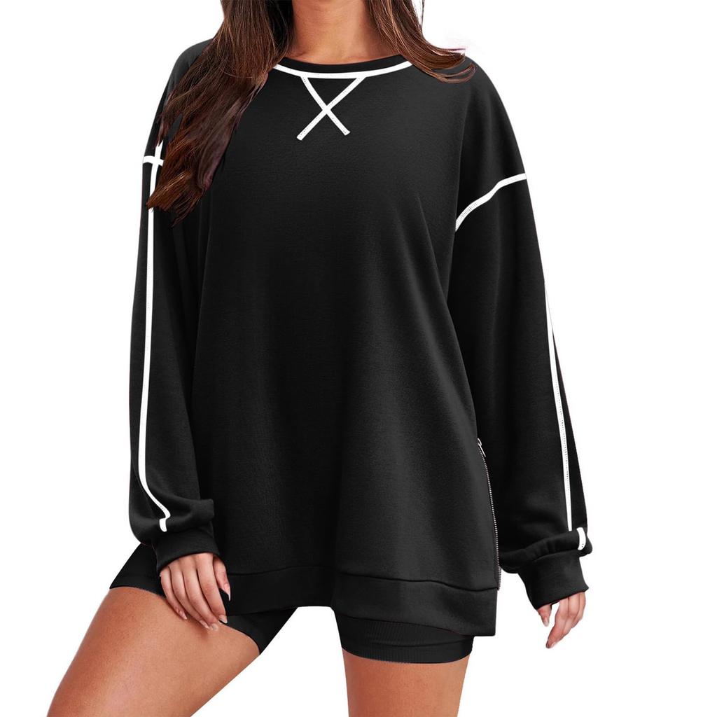 Women's Fashionable Loose Long Sleeved Sports Top Casual Pullover Hoodie