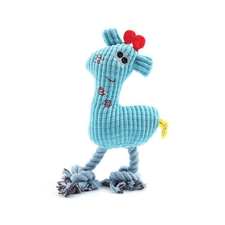Corduroy Giraffe Squeaky Dog Toy Knotted Rope Leg Bite Resistant Teeth Cleaning Interactive Play Toy for Small Medium Dogs