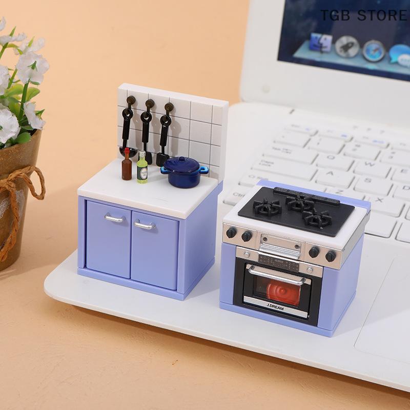 1 Set Dollhouse Simulation Mini Kitchen Utensils Gas Stove Model Scene Decoration Dolls House Miniature Kitchen Accessories