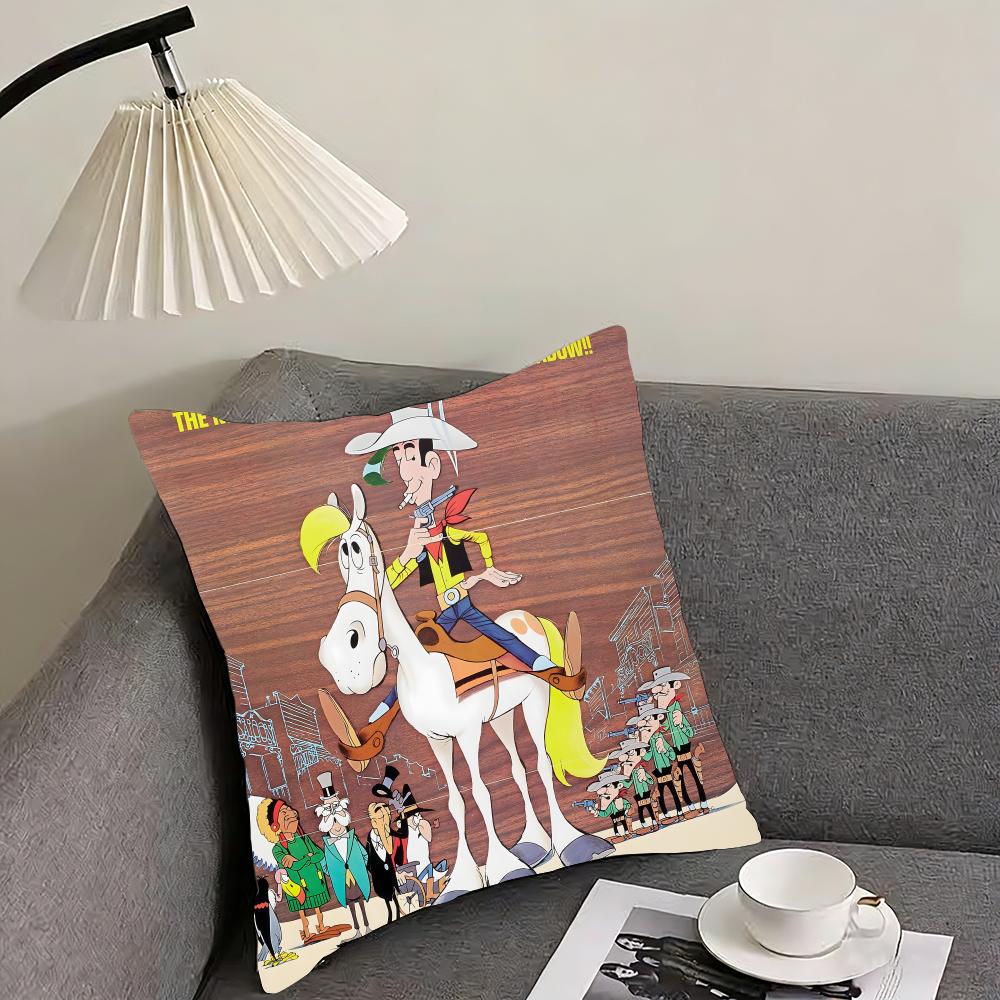 Lucky Luke Cartoon Cushion Cover Reversible Plush Pillow Cover – For Car, Sofa, Bedroom, Perfect As A Gift.
