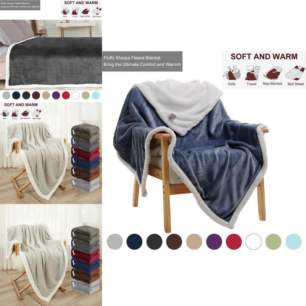 Luxurious Sherpa Flannel Fleece Blanket Soft Plush Warm Thickened Comfort