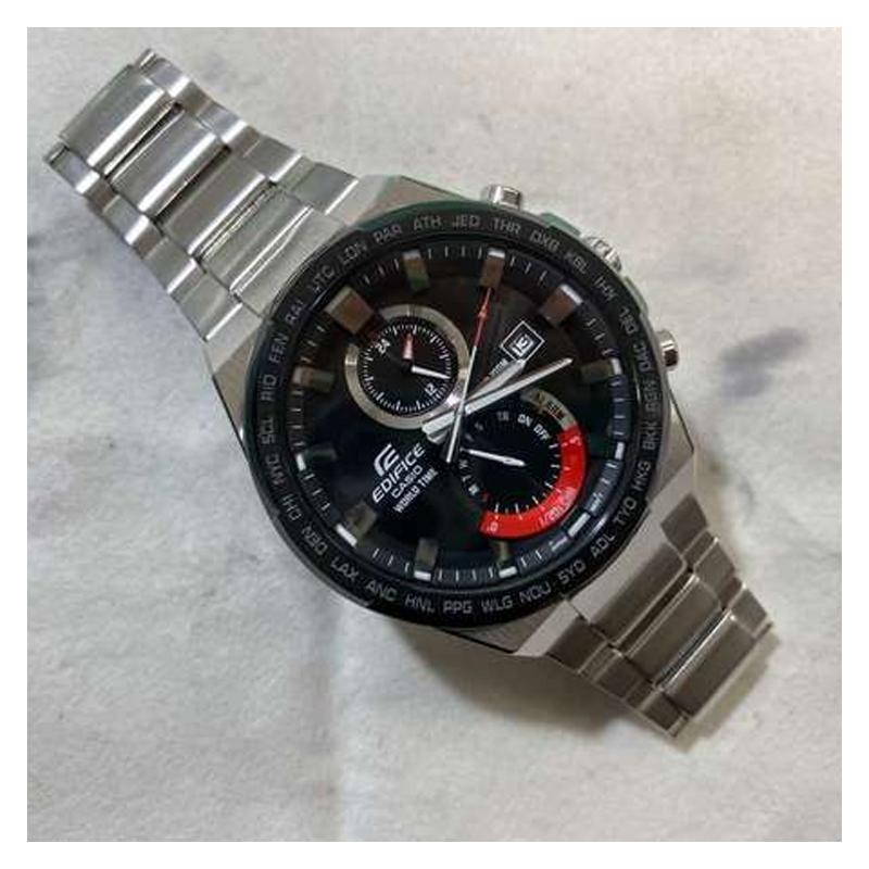 Casio EDIFICE series chronograph watch world time display quartz movement stainless steel strap Japanese and Korean watch men's watch EFR-542DB-1A