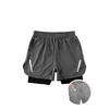 Men 2 In 1 Printed Quick Dry Sports Shorts Gym Workout Outdoor Shorts With Towel Hanging