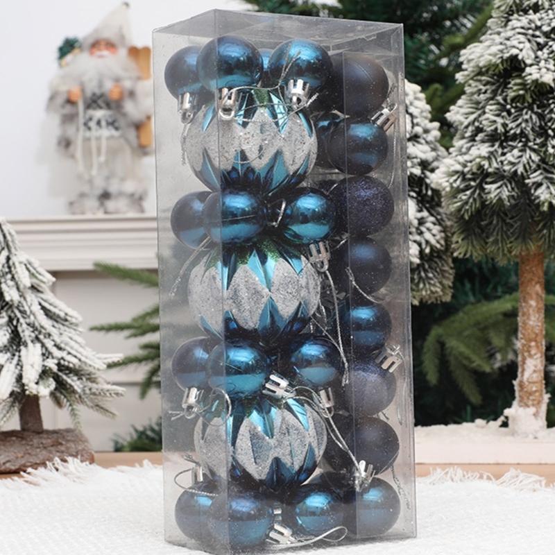 3Box Christmas Tree Hanging Decoration Electroplated Christmas Baubles Ornament Window and Door Ornament Party Supplies