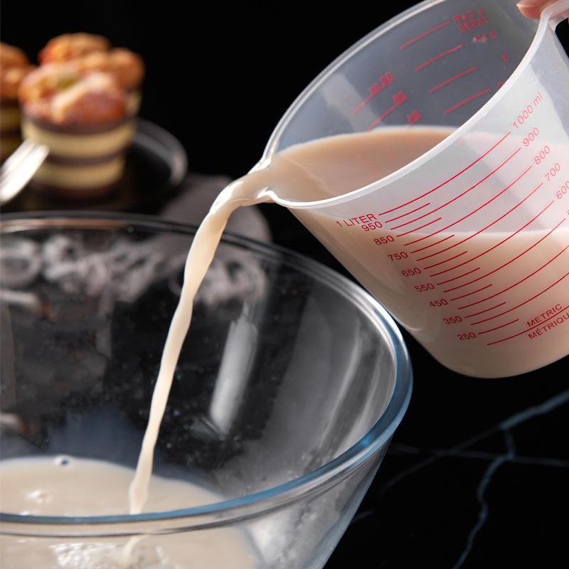 250/500/1000ML Measuring Cups with Handle Transparent Graduated Plastic Jug Digital Kitchen Tools Scale Baking Timer Accessories