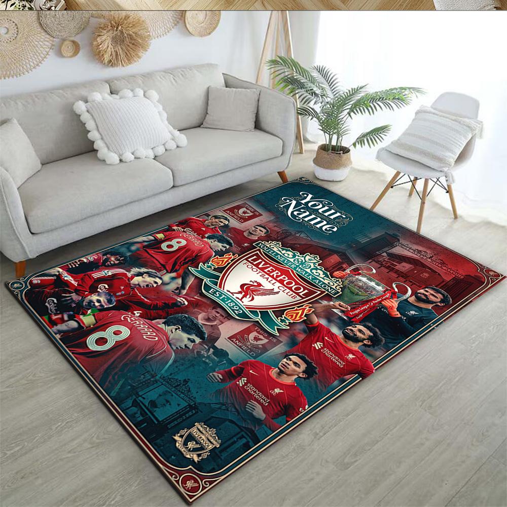 Liverpool Fc Customized Name Floor Rug Office Rug Design For Playrooms Dormitory Entryway Living Rooms Antislip Rug Anime Office Decor