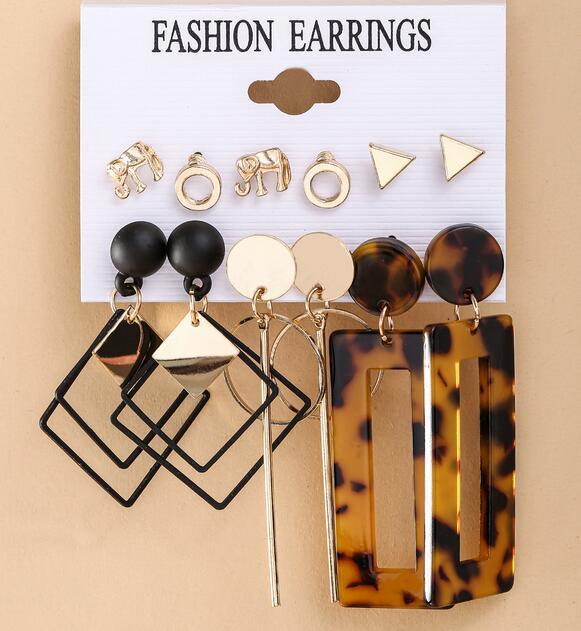Acrylic Pearl Earrings Women s Fashion Jewelry Korean Drop Long Earrings Set Mixed Designs Leopard Tassel Stud Earrings Set