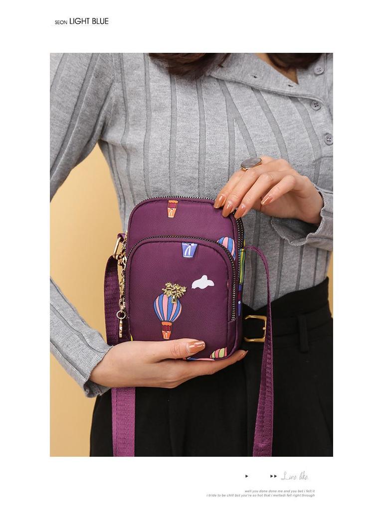 Trendige Nylon-Crossbody-Tasche für Handy & Münzen - Vertikale Umhängetasche