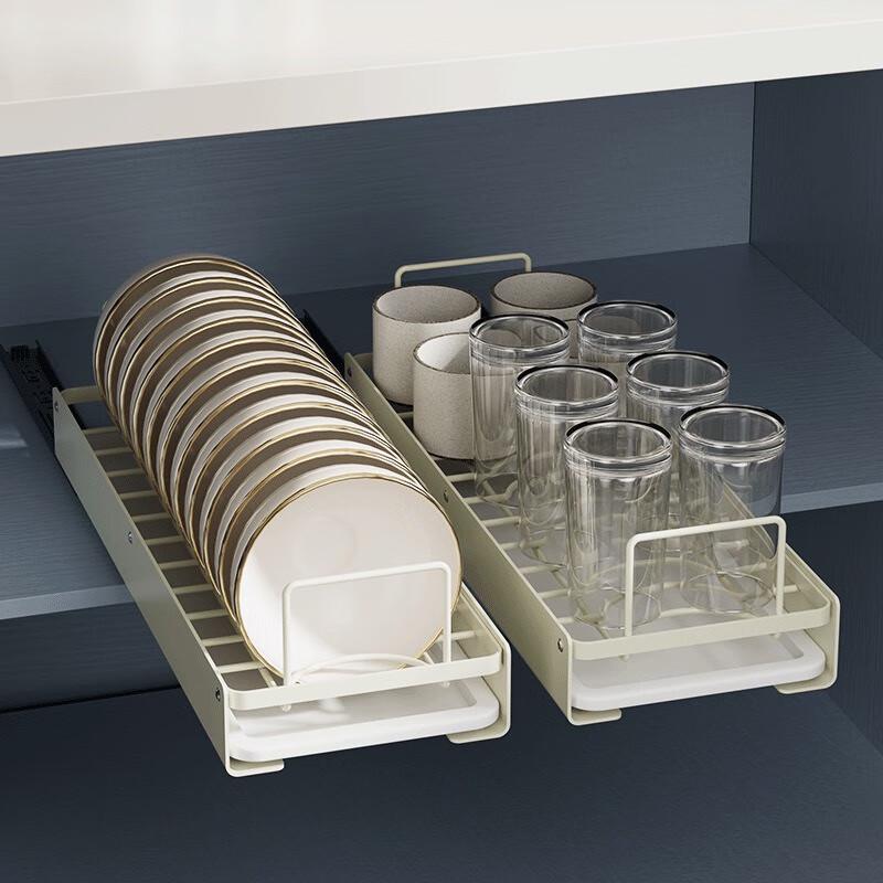 Zhishi Stainless Steel Pull-Out Dish Drying Rack for Cabinets