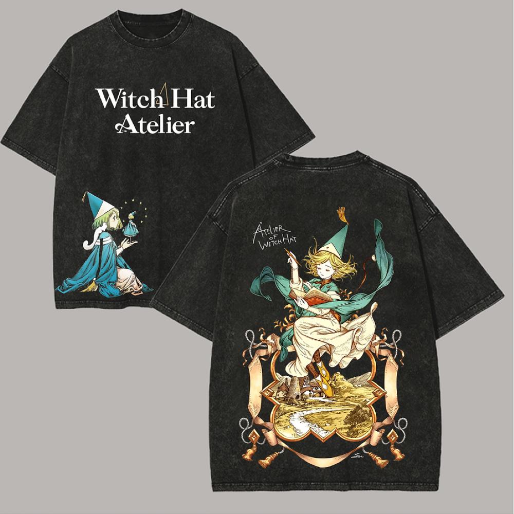Cappello da Strega Atelier Coco Qifrey Maglietta Grafica Lavaggio Vintage Merchandising Anime Harajuku Unisex Oversize Cotone Manica Corta Magliette Top